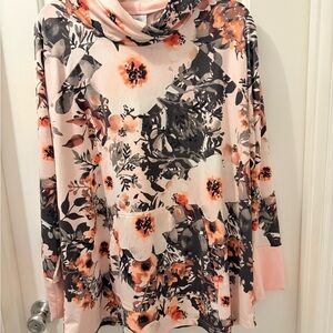 LuLaRoe Floral  Hoodie - Light Pink and Black